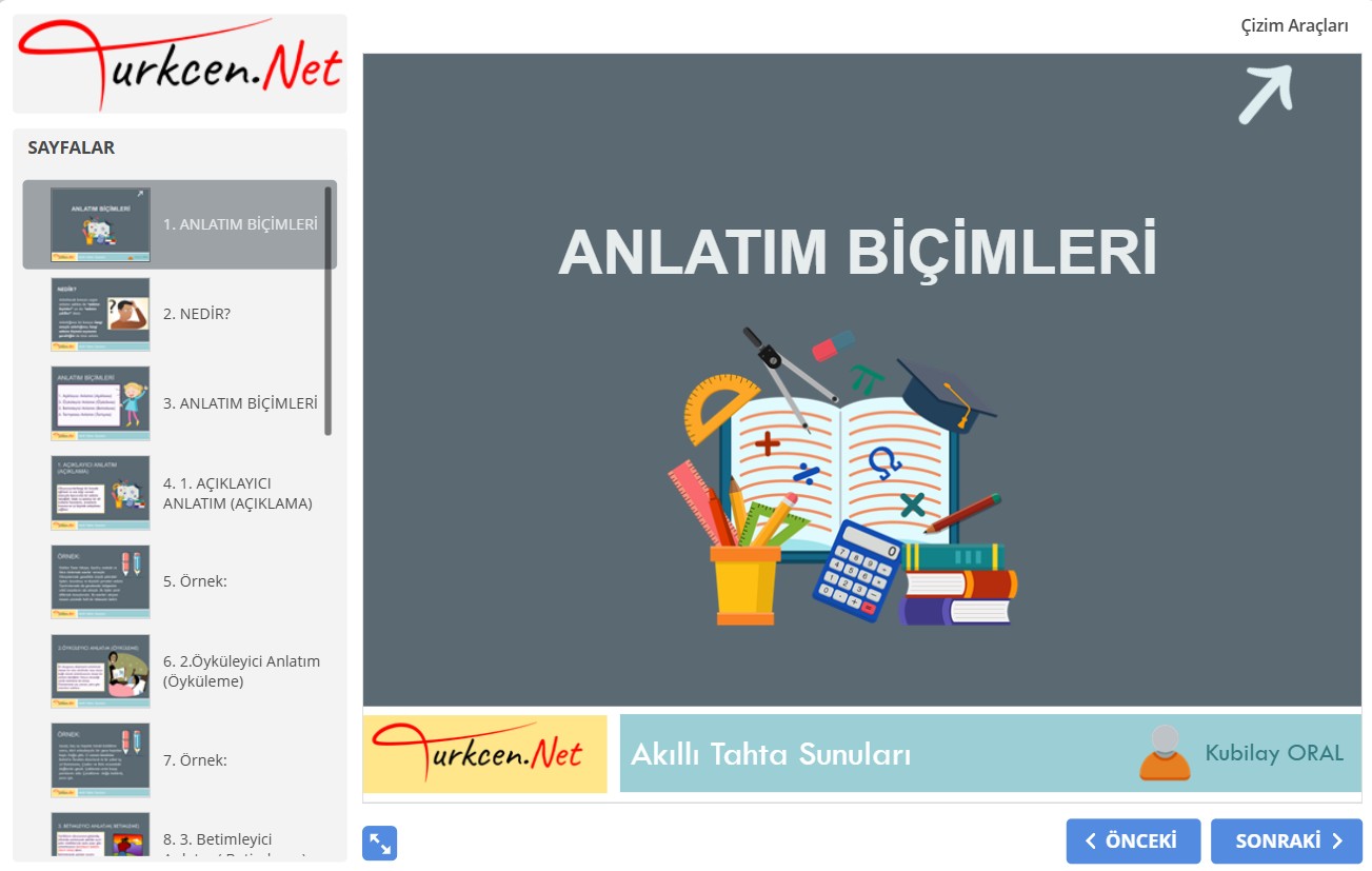 🖥️ Anlatım Biçimleri Akıllı Tahta Sunumu