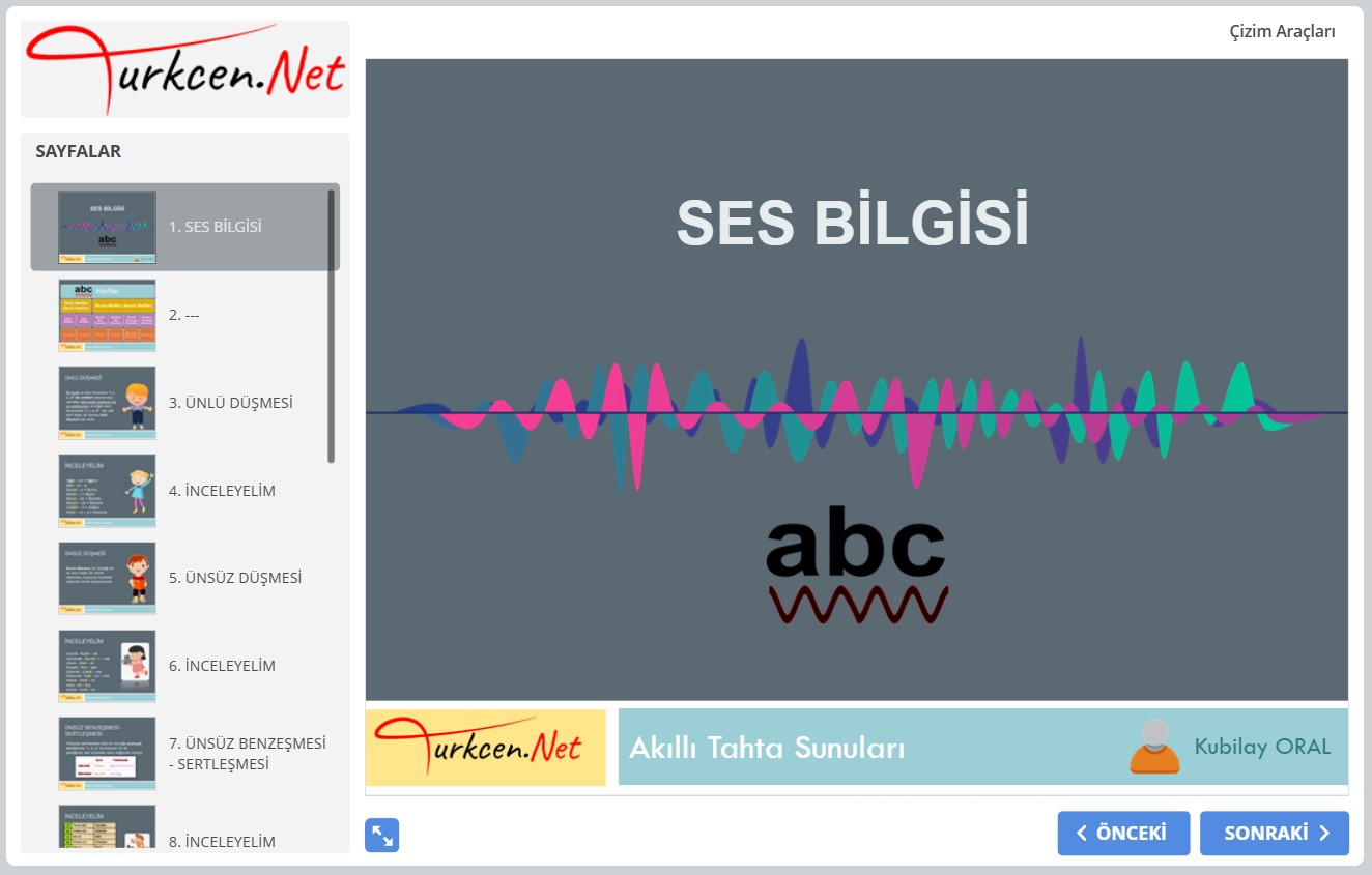 🔊 Ses Bilgisi Akıllı Tahta Sunumu