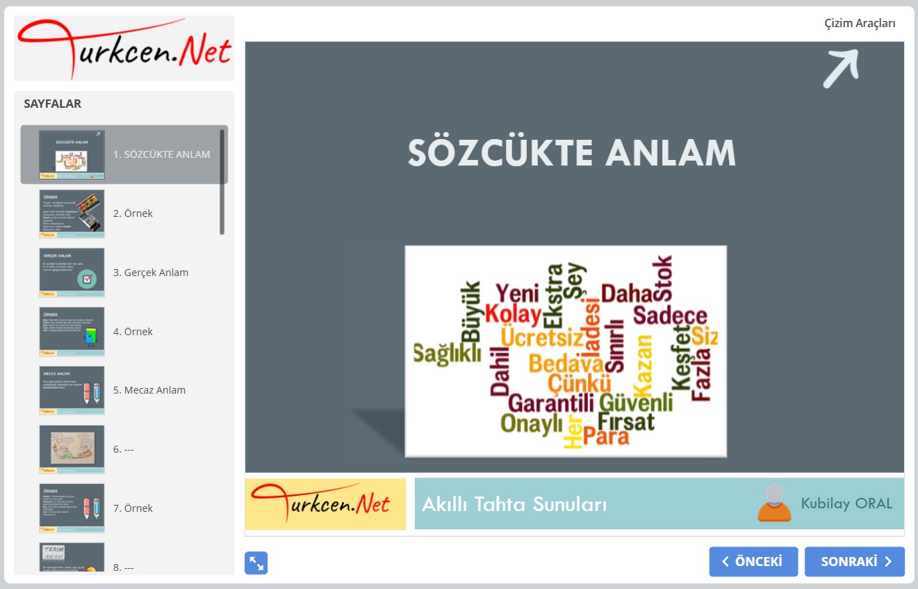 📝 Sözcükte Anlam Akıllı Tahta Sunumu