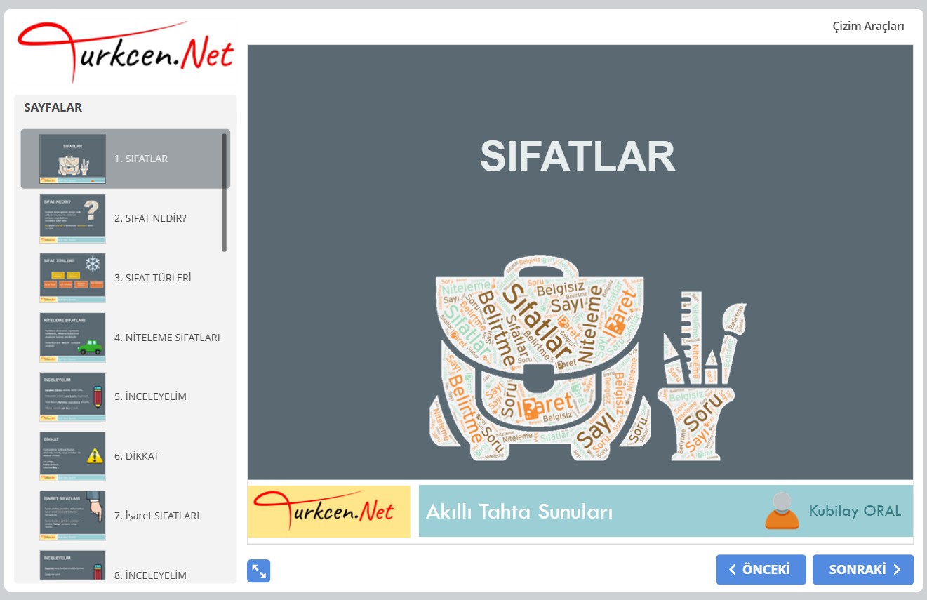 🏷️ Sıfatlar Akıllı Tahta Sunumu