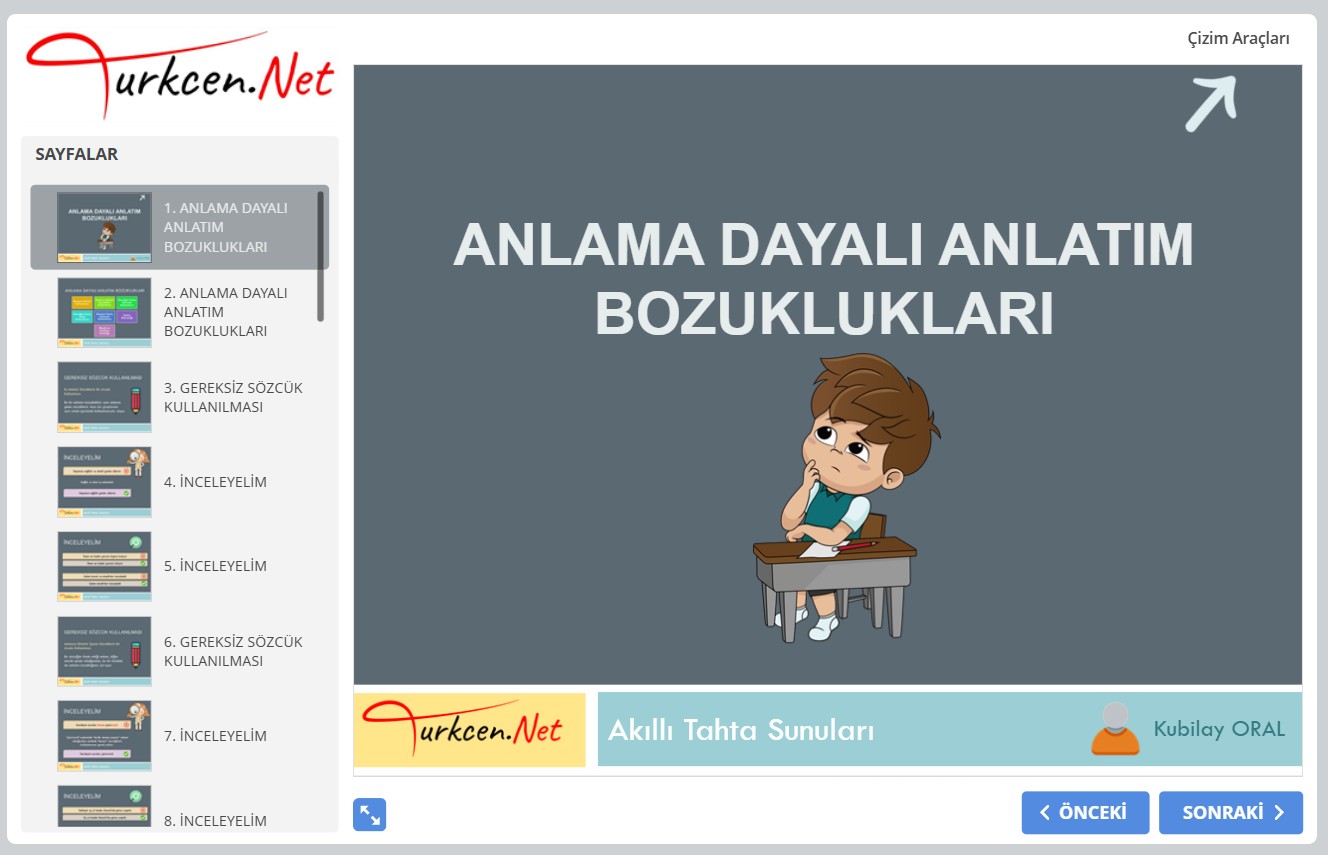 🔍 Anlama Dayalı Anlatım Bozuklukları Akıllı Tahta Sunumu