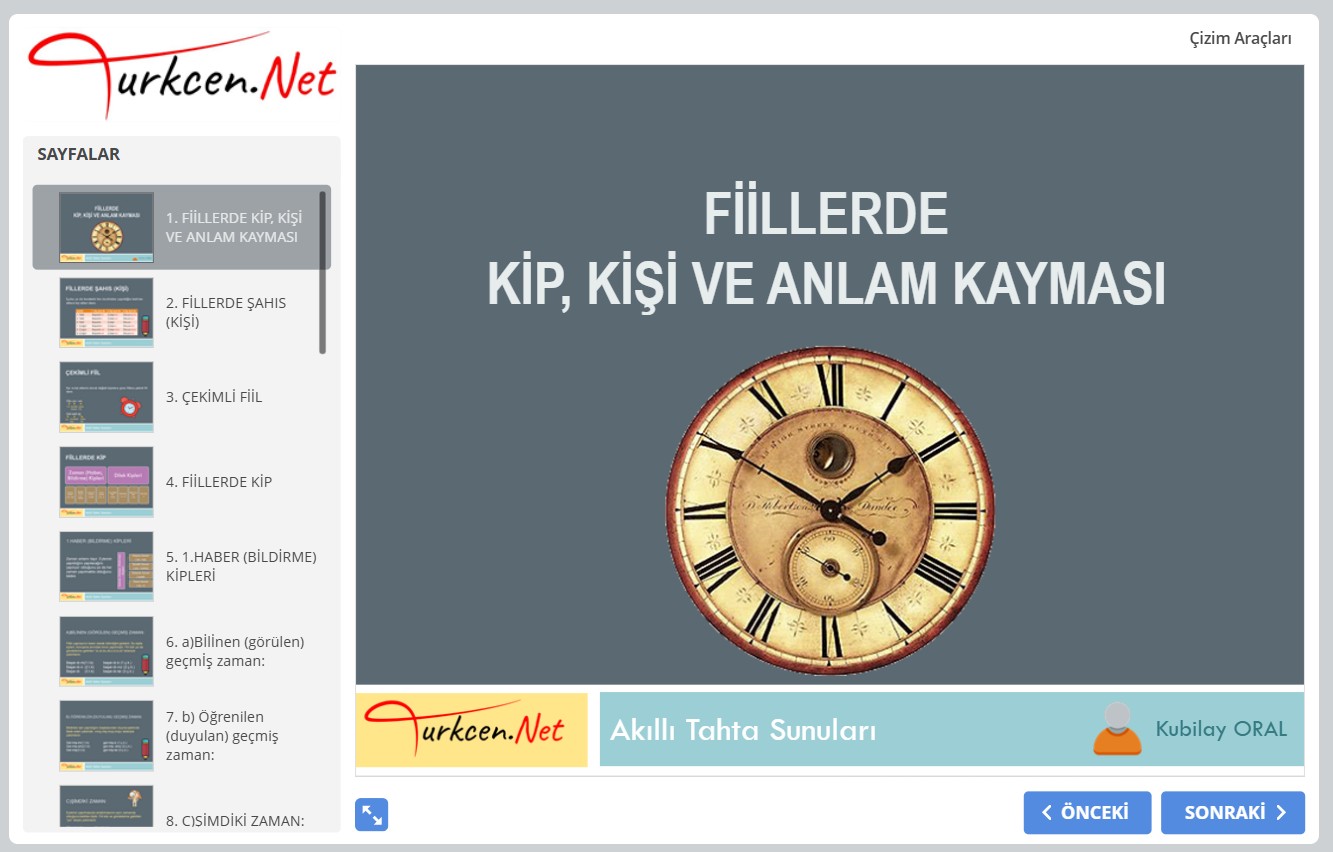 ⏳ Fiillerde Kip, Kişi ve Anlam Kayması Akıllı Tahta Sunumu