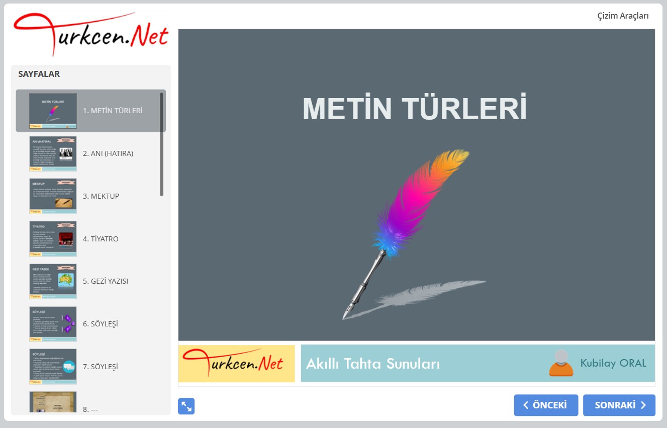 📚 7. Sınıf Metin Türleri Akıllı Tahta Sunumu