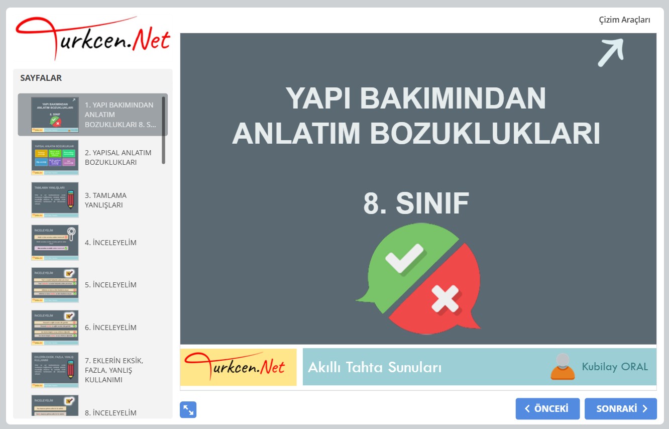 🏗️ Yapıya Dayalı Anlatım Bozuklukları Akıllı Tahta Sunumu