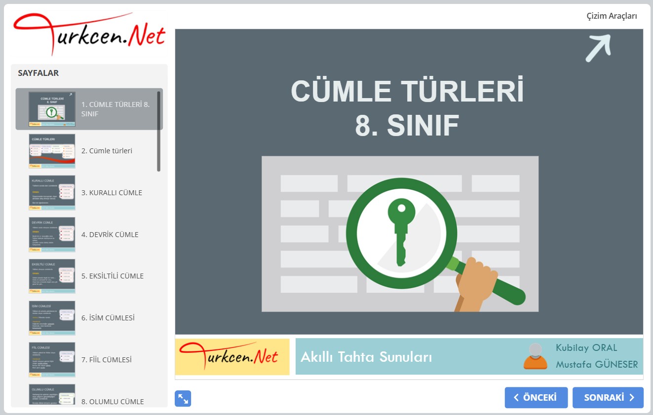 ⚙️ Cümle Türleri Akıllı Tahta Sunumu