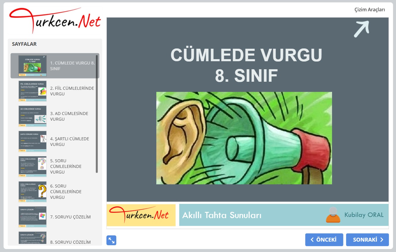 🎯 Cümlede Vurgu Akıllı Tahta Sunumu