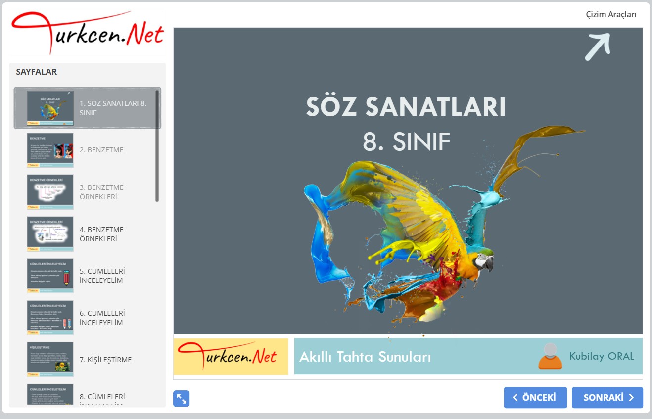 🎭 8. Sınıf Söz Sanatları Akıllı Tahta Sunumu