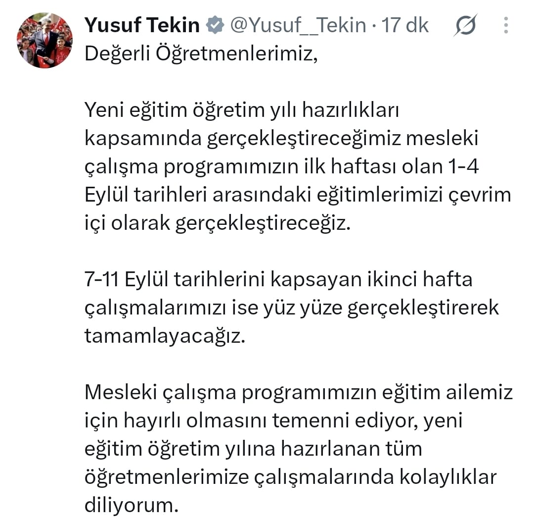 Öğretmenlerin Eylül Seminerleri Online mi?